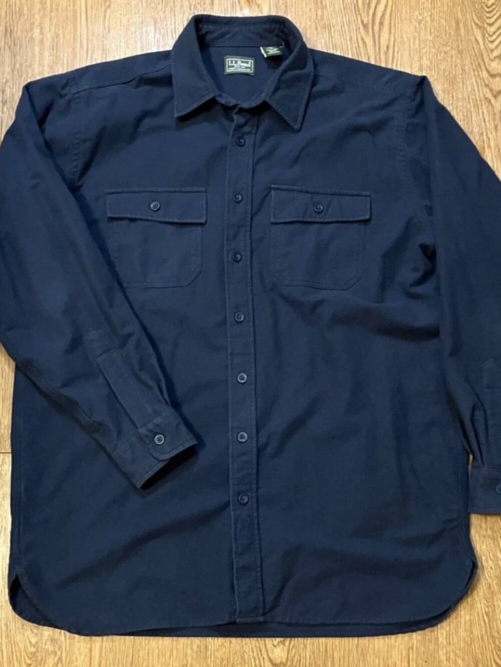 L.L. Bean Chamois Shirt Navy Blue Heavy Flannel Shacket